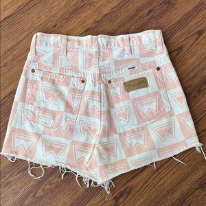 Wrangler Peach and White Logo Print Denim Shorts